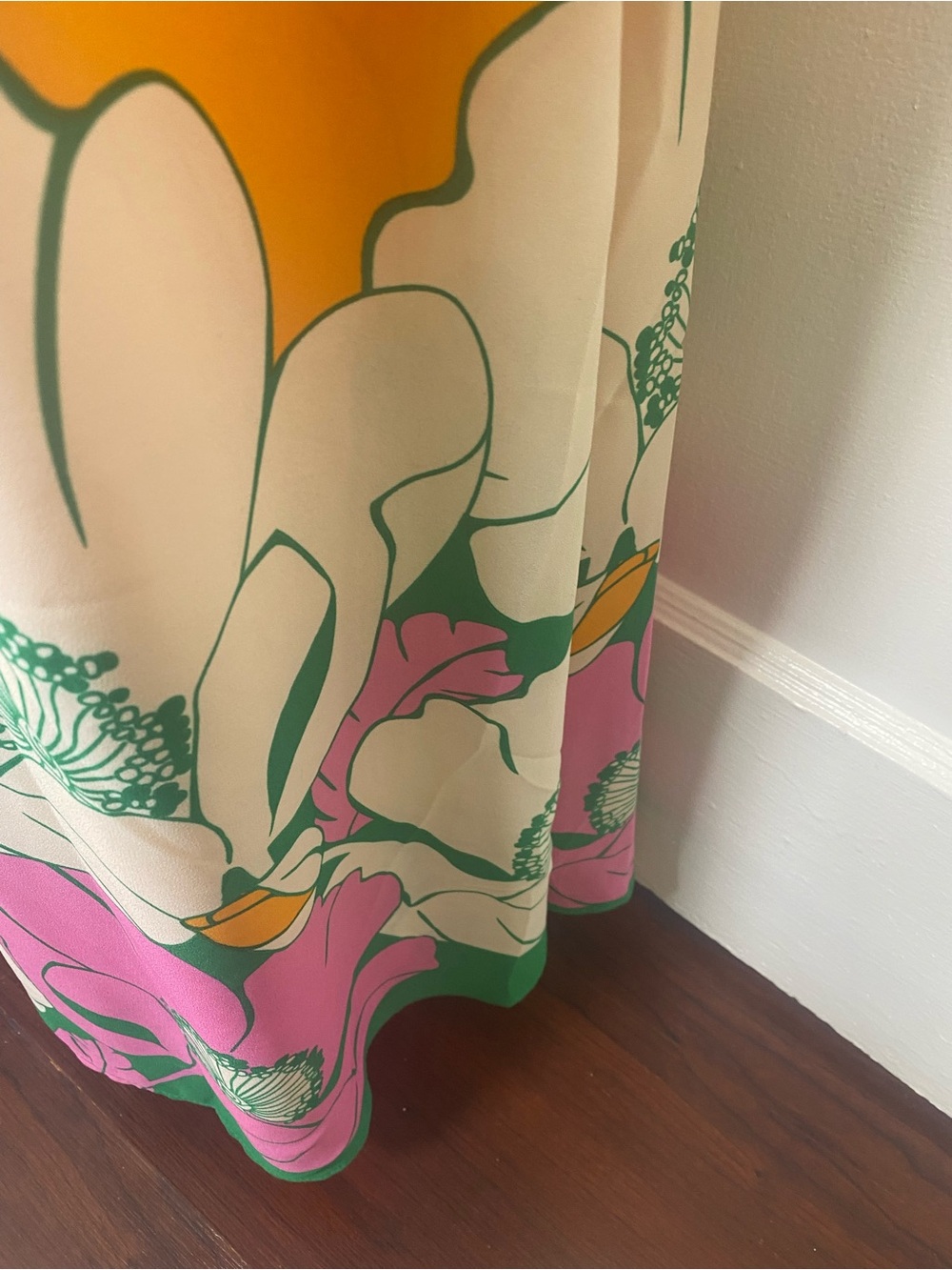 Maggy London Green Floral Maxi Dress with Orange Straps - Picture 10 of 12